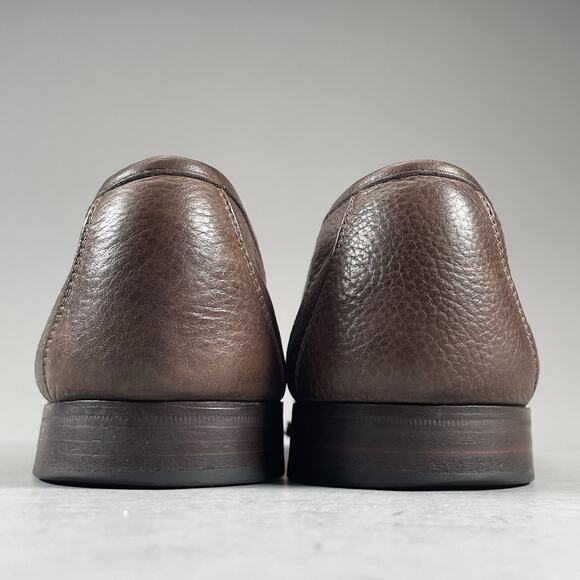 Gravati Men’s Size 10.5 Brown Pebbled Leather Slip On Moc Toe Loafers Dress Shoe - Picture 3 of 9